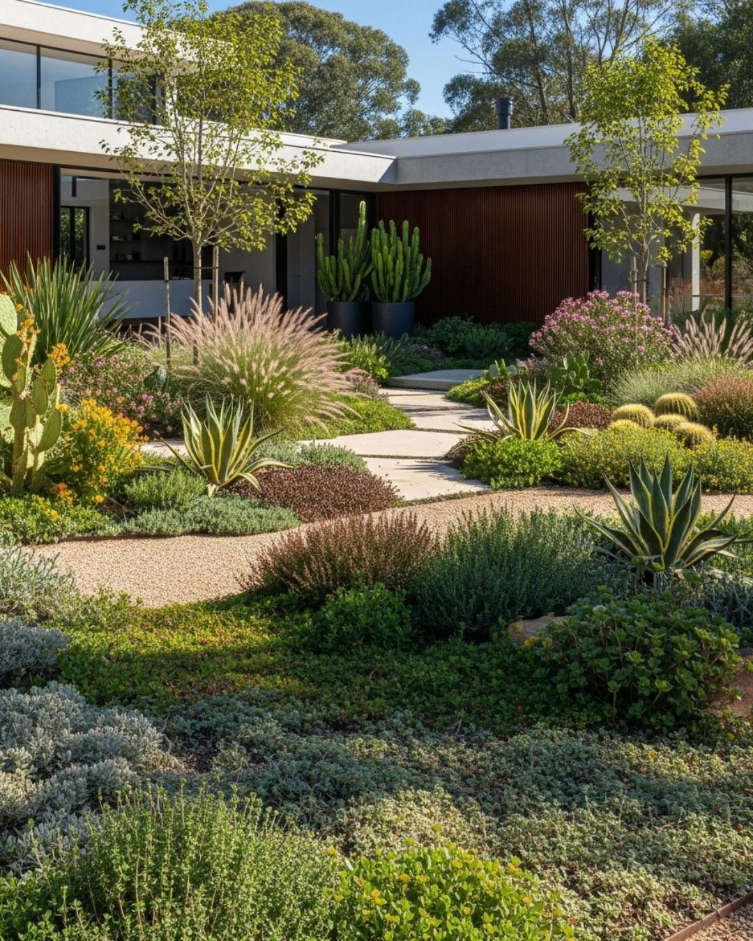 Que tal substituir áreas gramadas e exigente, por plantas de baixa manutenção e pouca exigência de água?